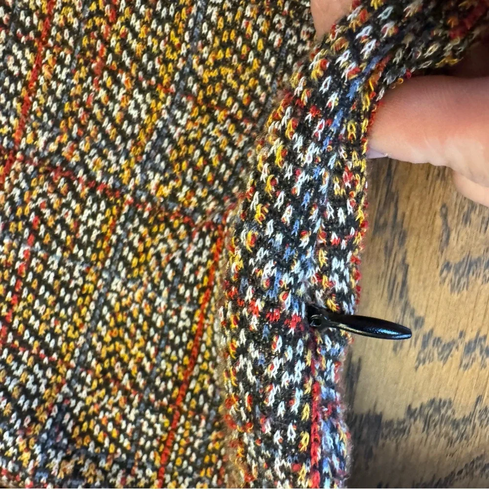 Free People Uptown‎ Girl Colorful Long Sleeve Dress Twill Tweed Plaid Preppy